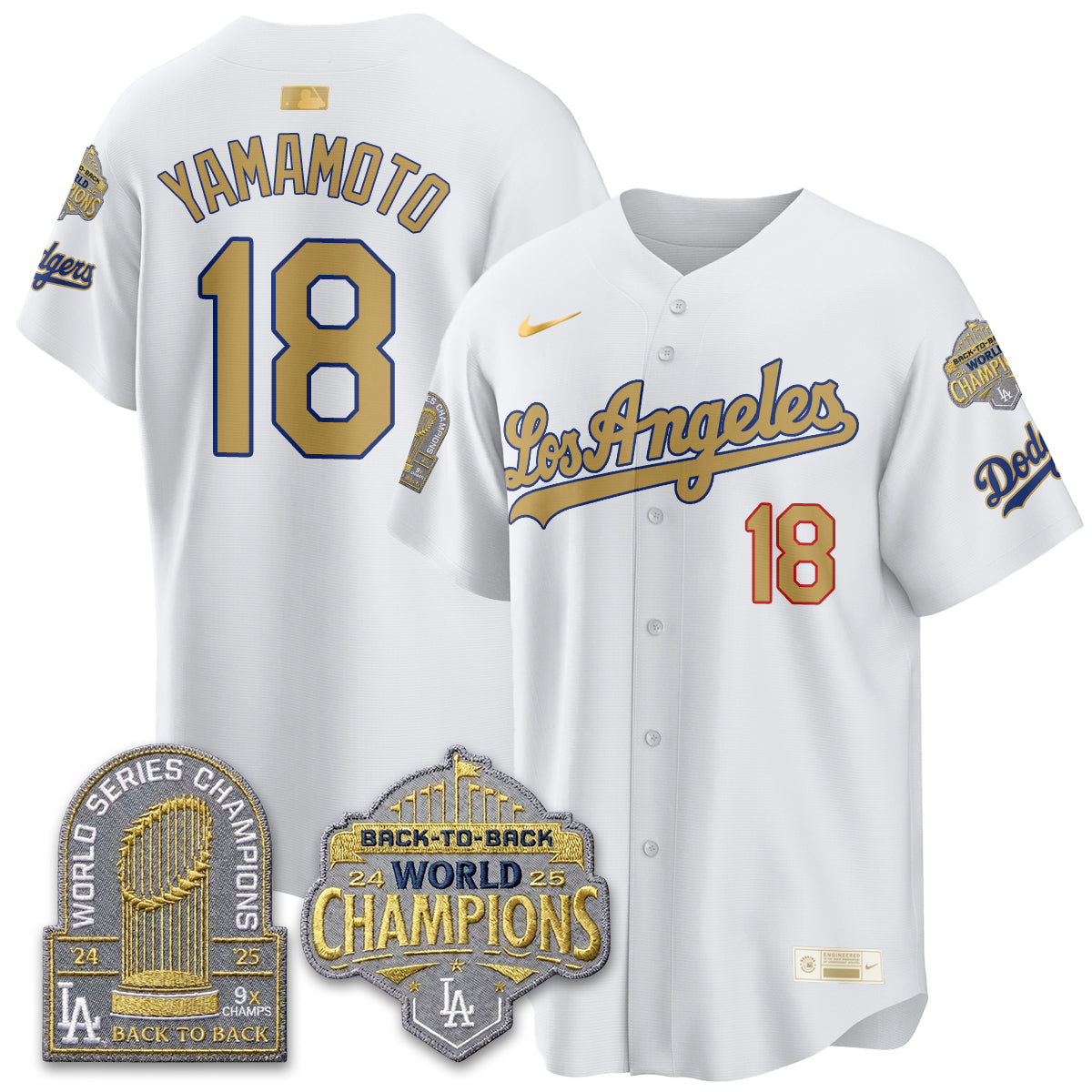 LAD Gold Collection Limited Gold Jersey - 9x & B2B Champs - Stitched