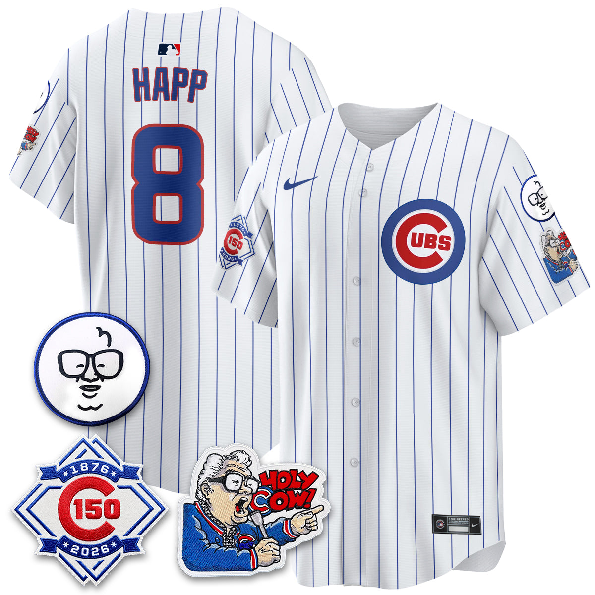 CHC 150th Anniversary Harry Caray Holy Cow Limited Navy Jersey - Stitched V2