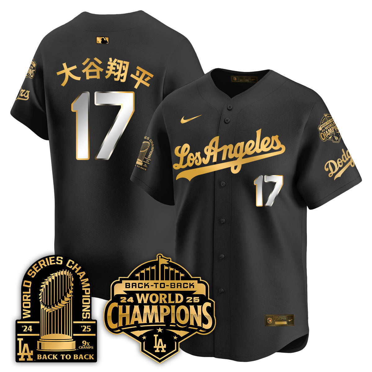 Los Angeles Dodgers Gold Collection Vapor Limited Jersey - 9x & B2B Champs - All Stitched