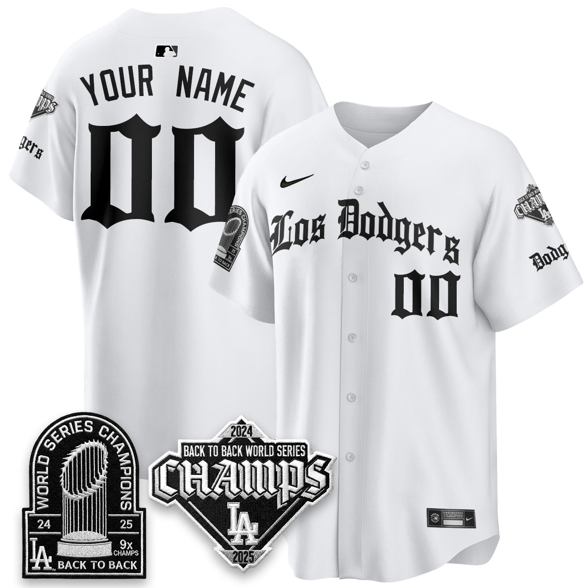 LAD World Series Champions B2B Patch Vapor Premier Limited Gothic Edition Custom  Jersey - All Stitched