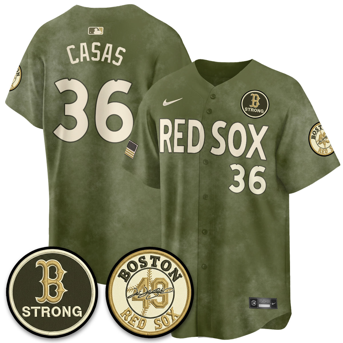 Boston Red Sox New Era Olive 2026 Armed Forces Day Jersey - All Stitched