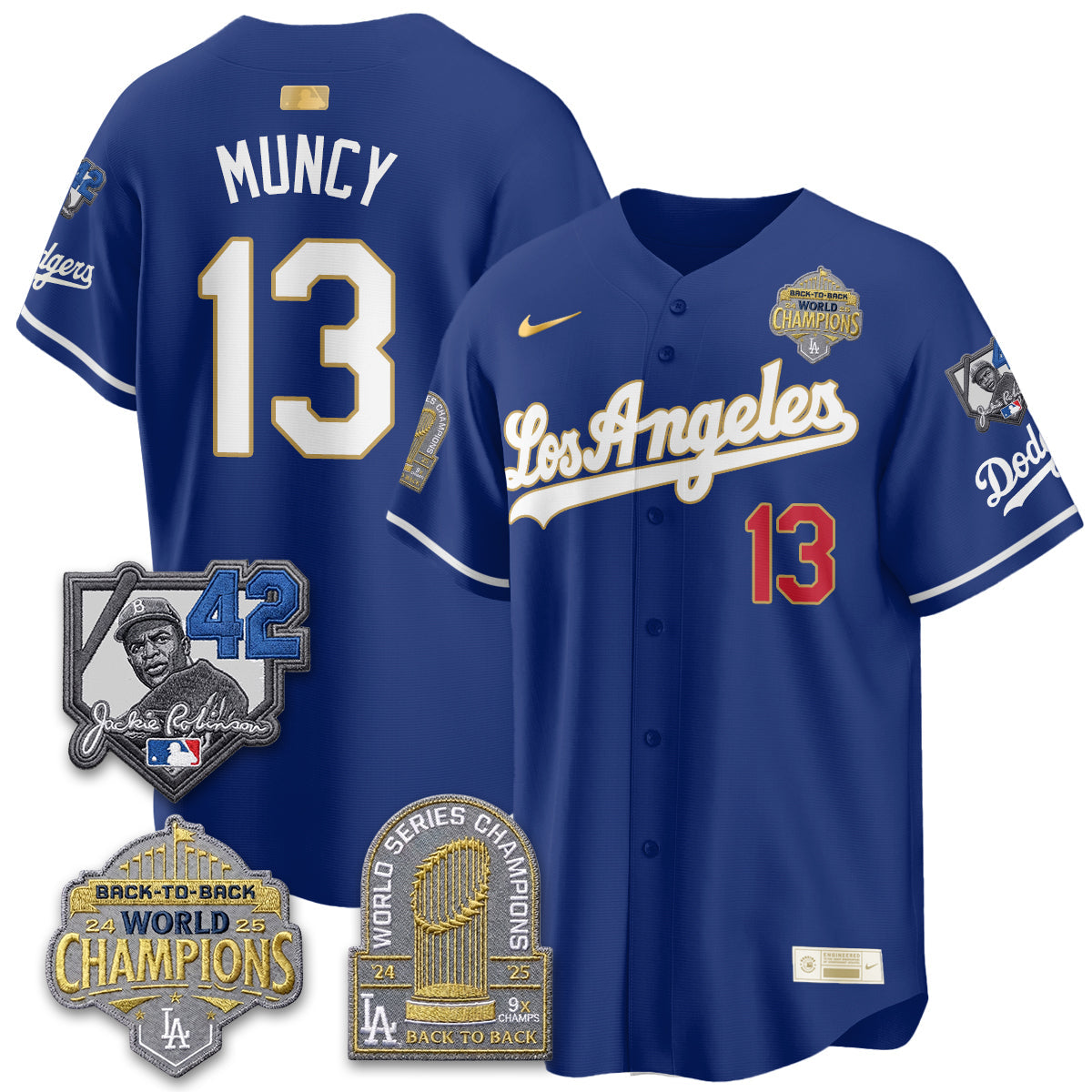 Los Angeles Dodgers 2026 New Era Gold Collection Vapor Limited Jersey - B2B Champs - All Stitched