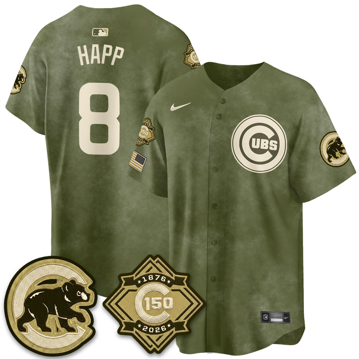 Chicago Cubs New Era Olive 2026 Armed Forces Day Jersey -All Stitched