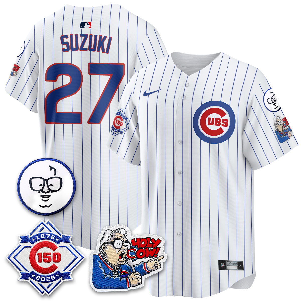 Chicago Cubs 150th Anniversary Harry Caray Holy Cow Vapor Premier Limited Jersey - All Stitched V2