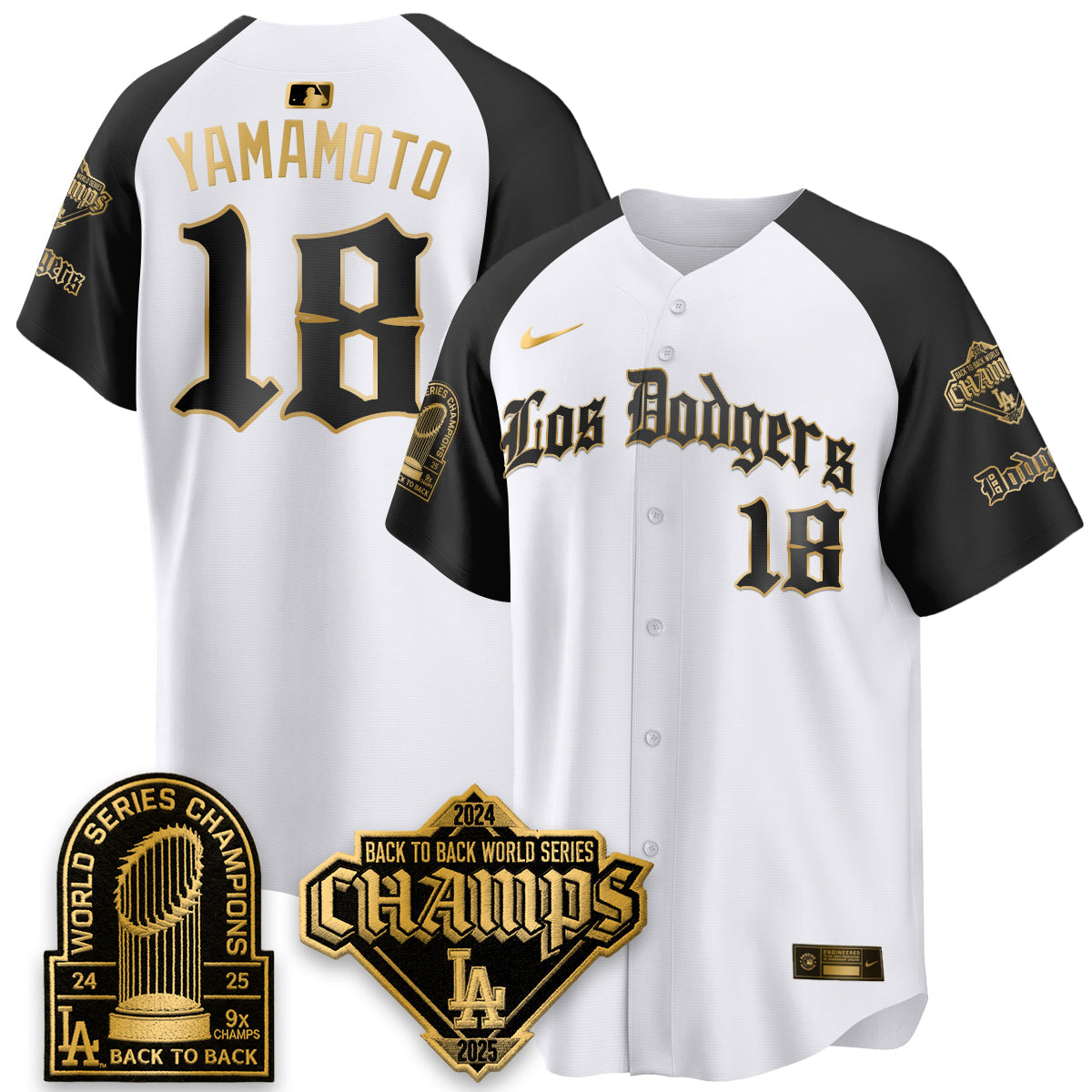 Los Angeles Dodgers World Series Champions B2B Patch Vapor Premier Limited Gothic Edition Jersey - All Stitched