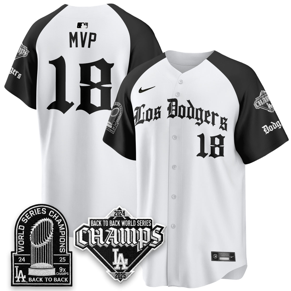Los Angeles Dodgers World Series Champions B2B Patch Vapor Premier Limited Gothic Edition Jersey - All Stitched