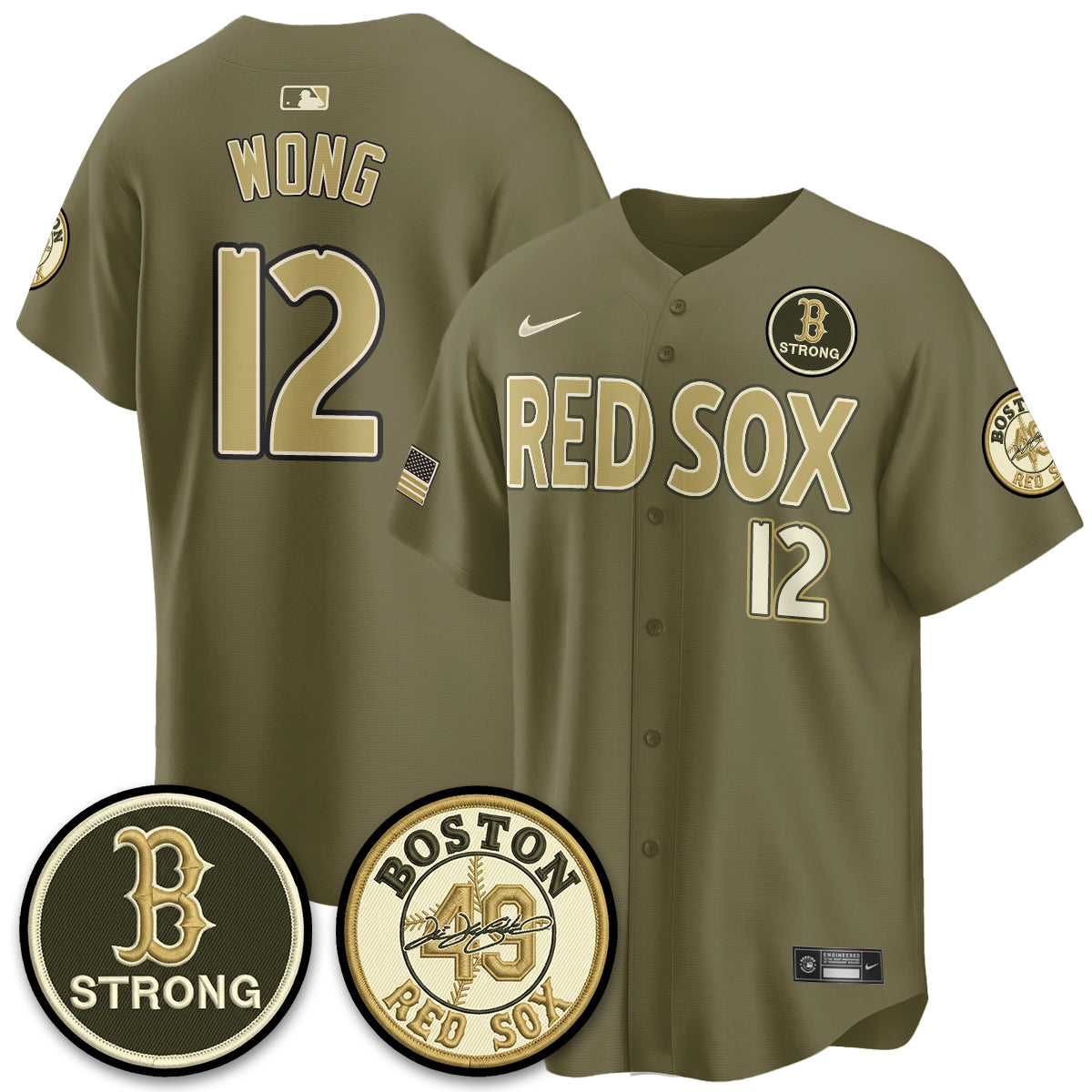 Boston Red Sox New Era Olive 2026 Armed Forces Day Jersey - All Stitched