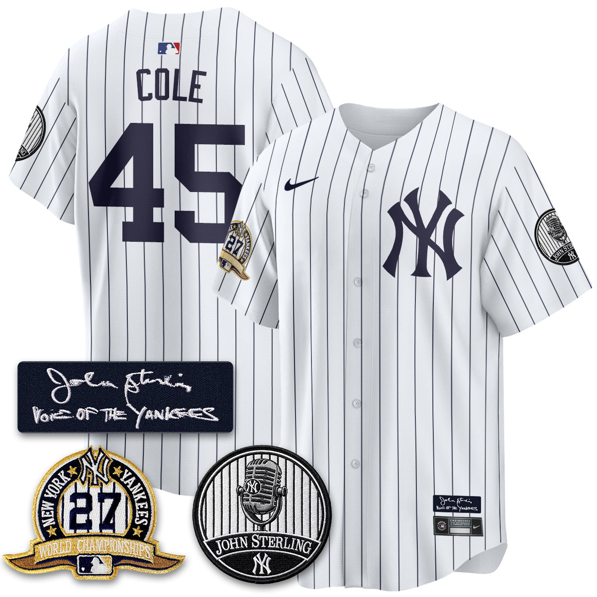 NYY John Sterling Tribute Patch Limited Gold Jersey - Stitched
