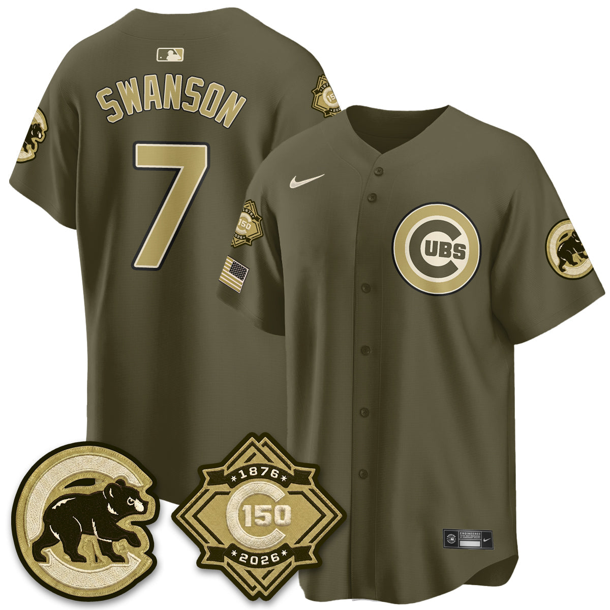 Chicago Cubs New Era Olive 2026 Armed Forces Day Jersey -All Stitched