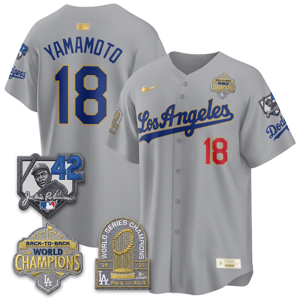 Los Angeles Dodgers 2026 New Era Gold Collection Vapor Limited Jersey - B2B Champs - All Stitched