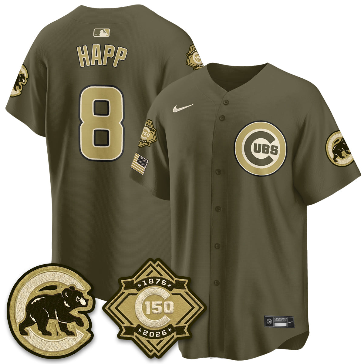 Chicago Cubs New Era Olive 2026 Armed Forces Day Jersey -All Stitched
