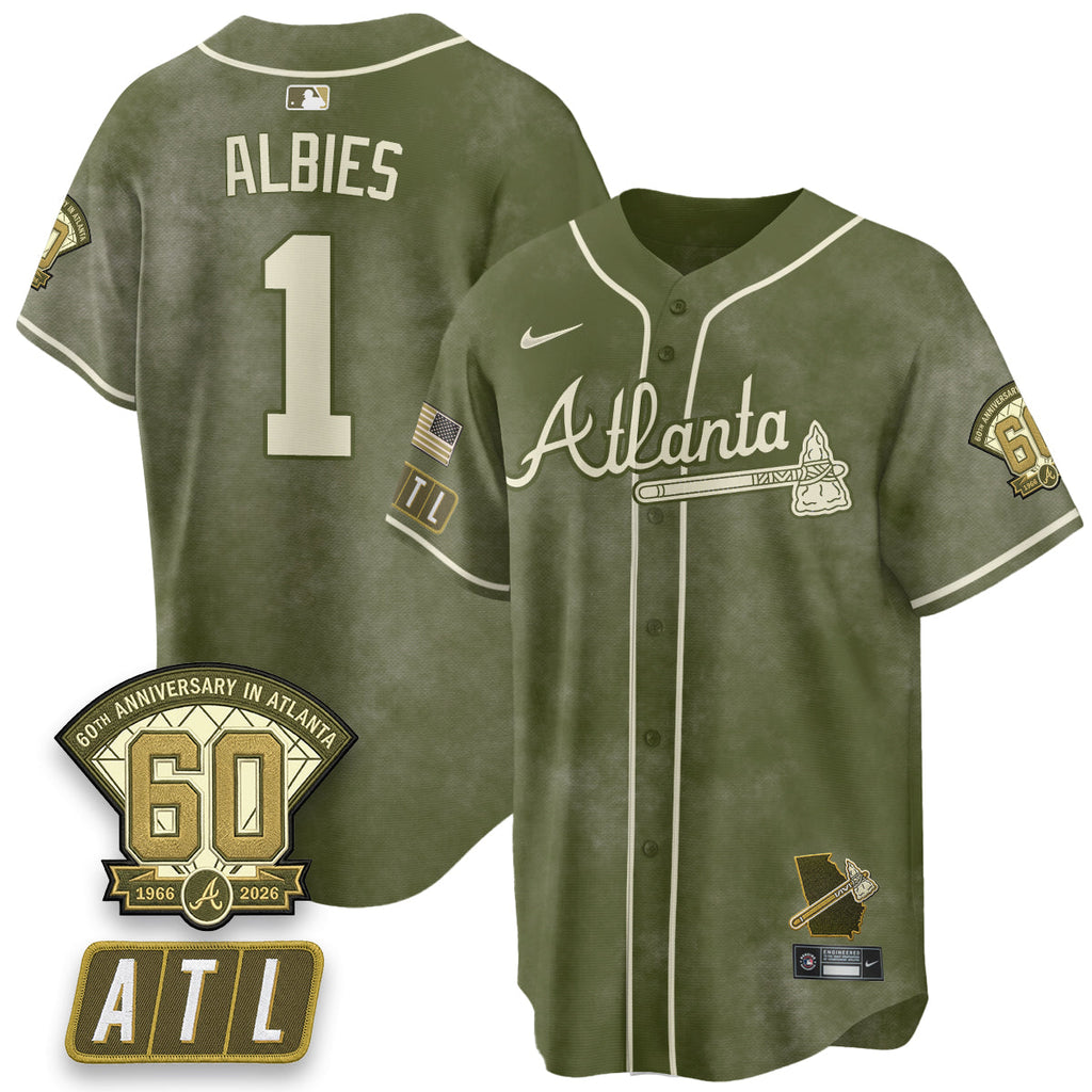 Atlanta Braves New Era Olive 2026 Armed Forces Day Vapor Limited Jersey - All Stitched