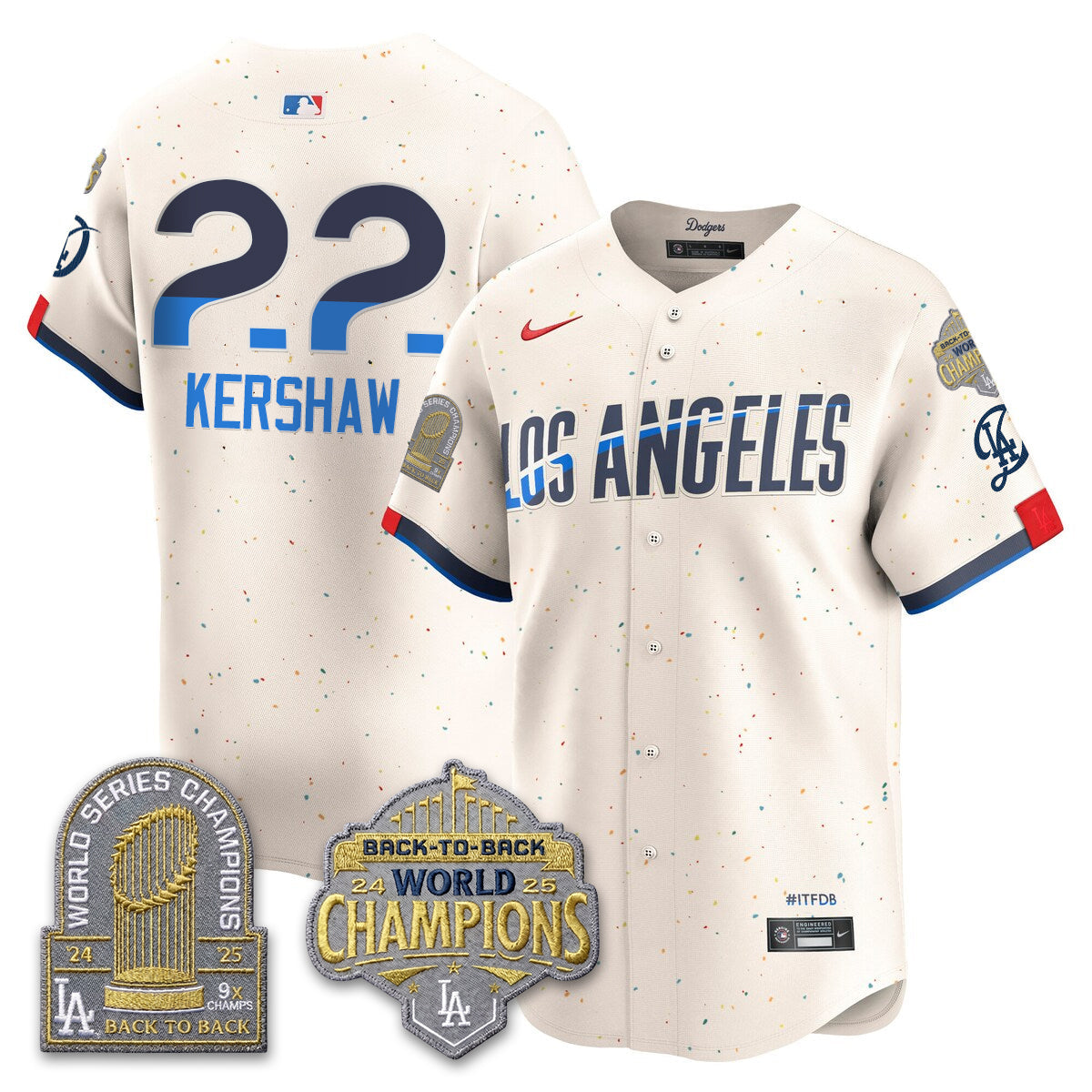 Los Angeles Dodgers Gold Collection Vapor Limited Jersey - 9x & B2B Champs - All Stitched