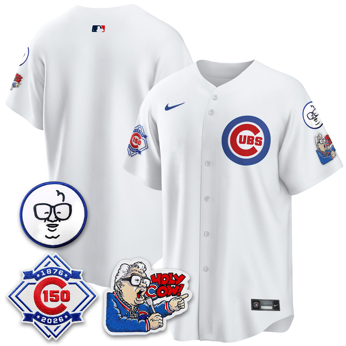Chicago Cubs 150th Anniversary Harry Caray Holy Cow Vapor Premier Limited Jersey - All Stitched V2
