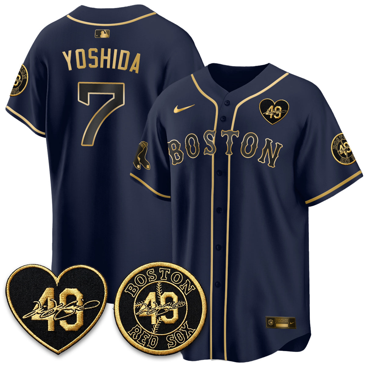 Boston Red Sox Tim Wakefield Memorial Patch Vaper Premier Limited Gold Edition Jersey - All Stitched