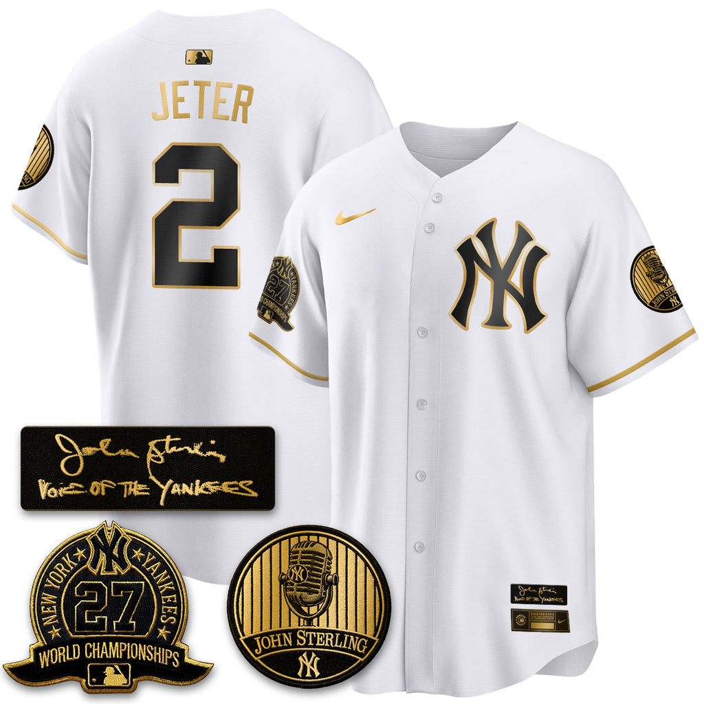 NYY John Sterling Tribute Patch Vapor Premier Limited Jersey - Stitched