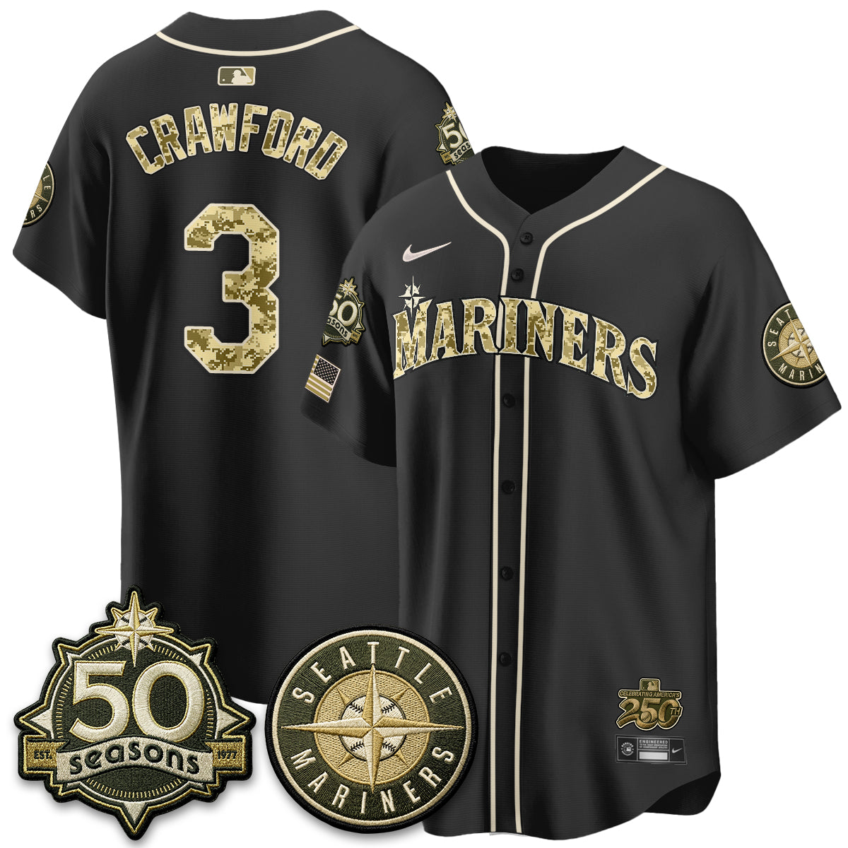 Seattle Mariners 2026 Armed Forces Day Jersey V3 - All Stitched