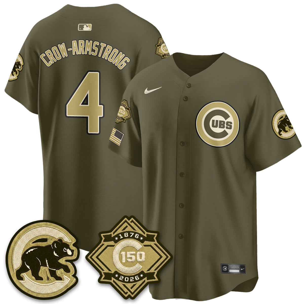 Chicago Cubs New Era Olive 2026 Armed Forces Day Jersey -All Stitched