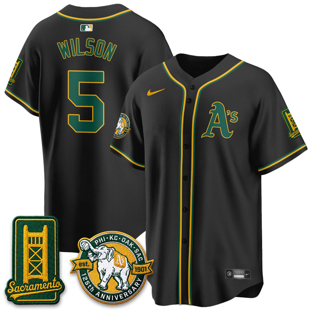 Oakland Athletics 2026 Black Out Style - Celebrating 125 Years -  Limited Vapor Jersey - All Stitched