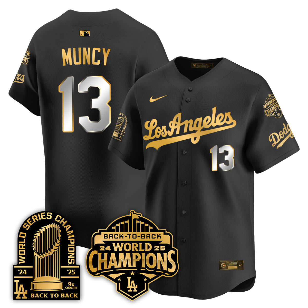 Los Angeles Dodgers Gold Collection Vapor Limited Jersey - 9x & B2B Champs - All Stitched