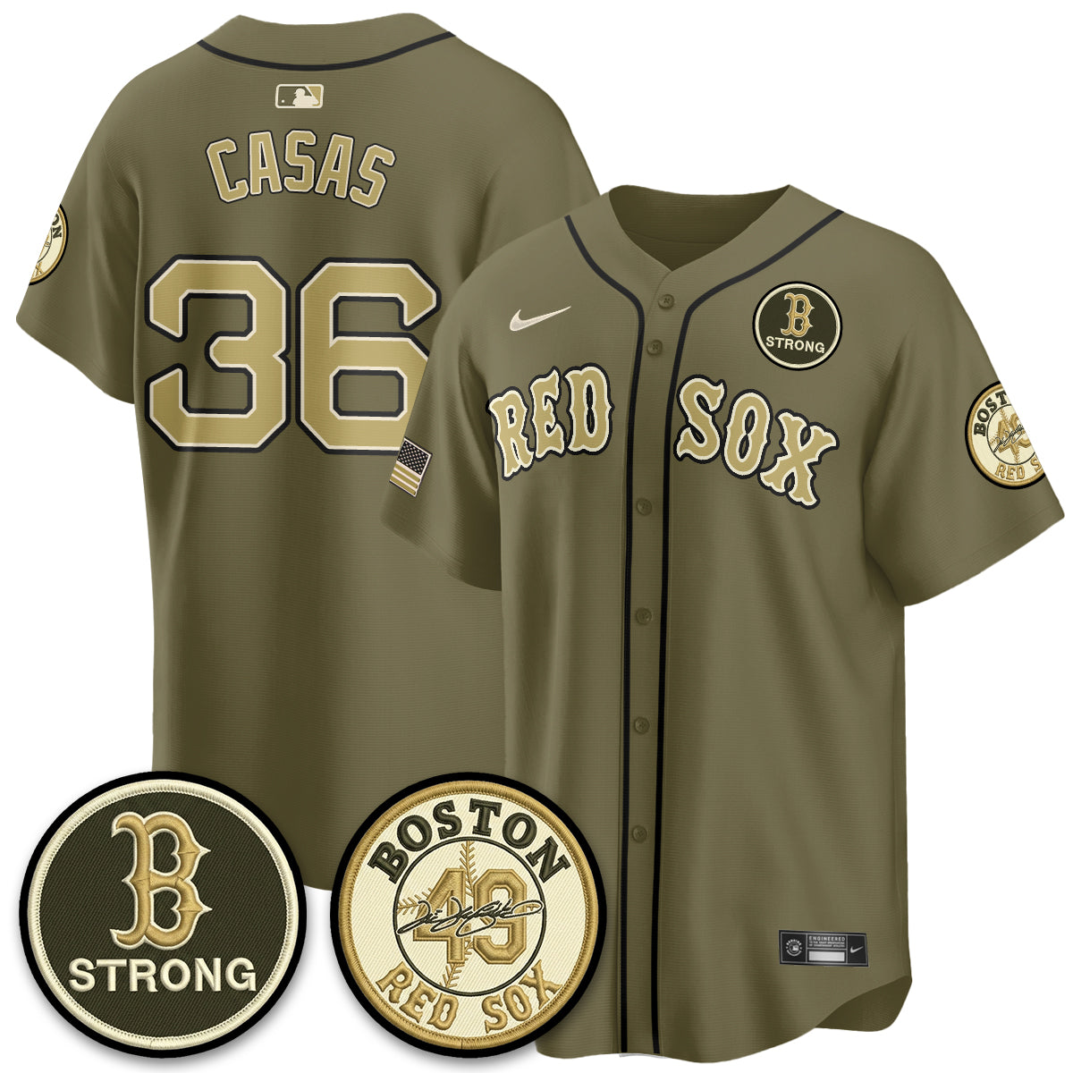 Boston Red Sox New Era Olive 2026 Armed Forces Day Jersey - All Stitched