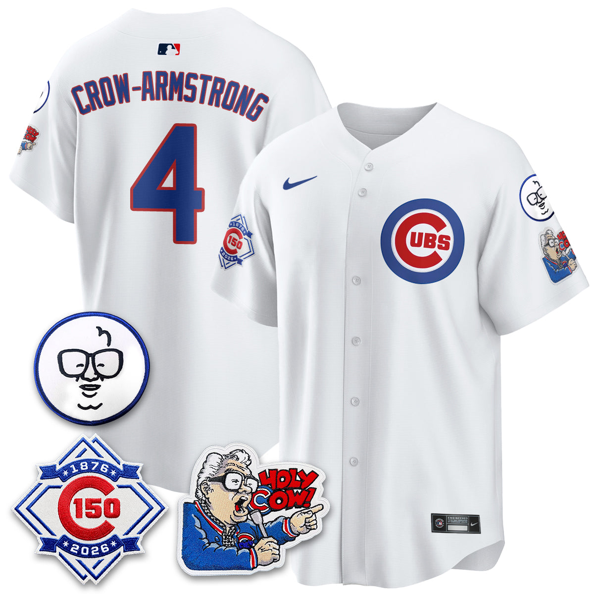 CHC 150th Anniversary Harry Caray Holy Cow Limited Navy Jersey - Stitched V2