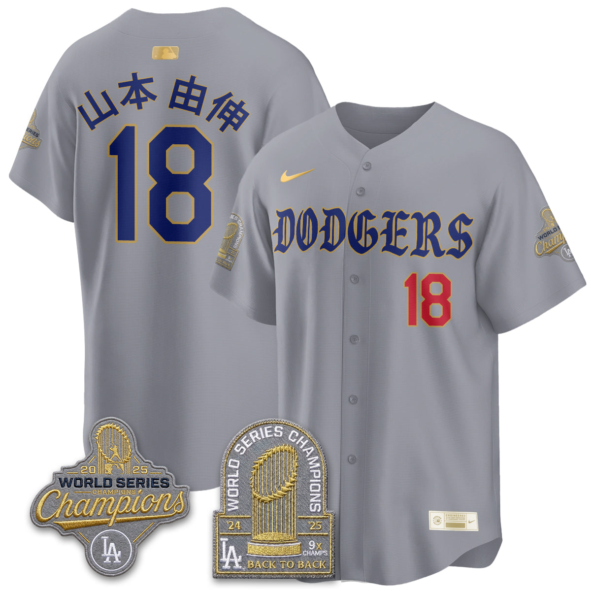 Los Angeles Dodgers Vapor Limited Jersey - Back to Back 9x Champs - All Stitched