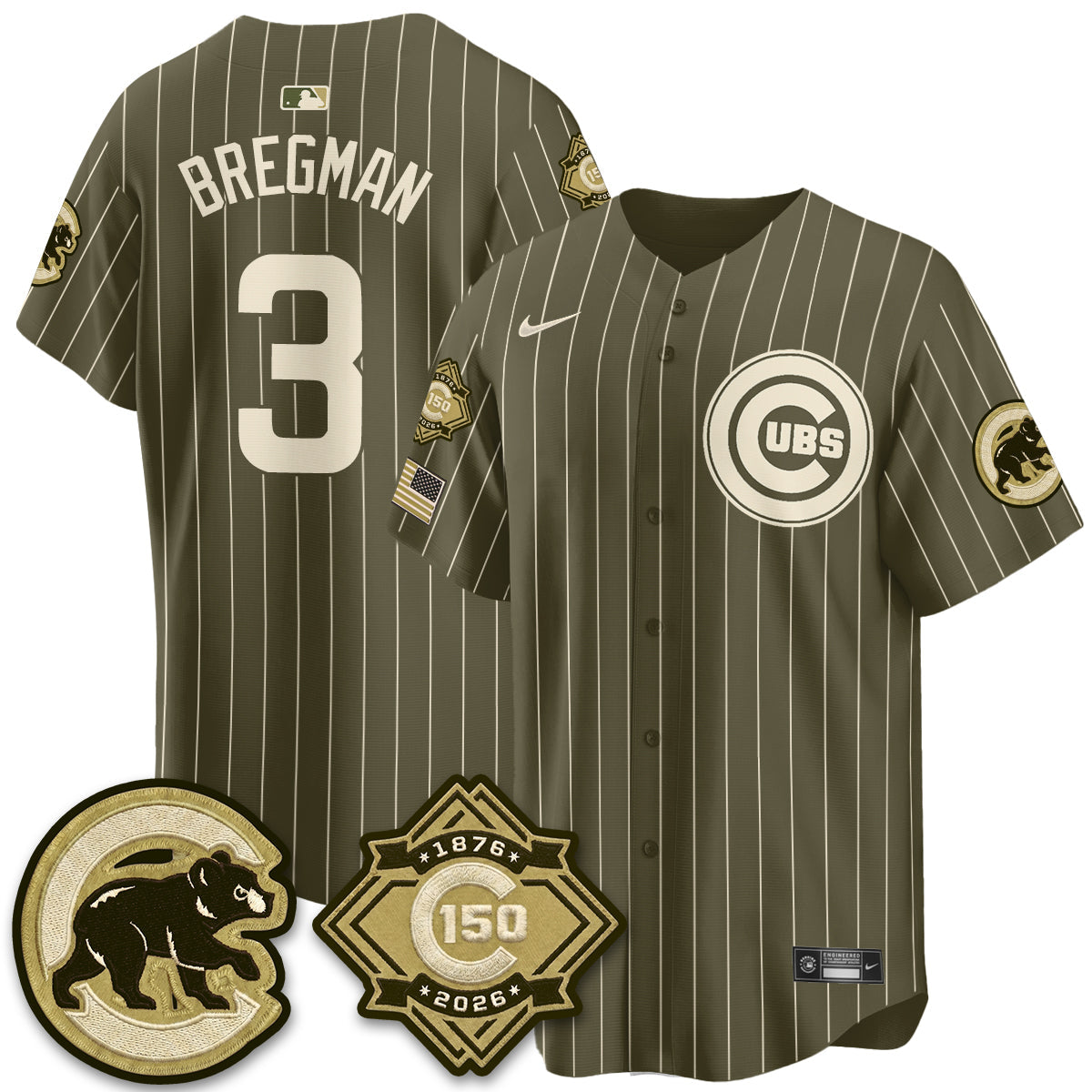 Chicago Cubs New Era Olive 2026 Armed Forces Day Jersey -All Stitched