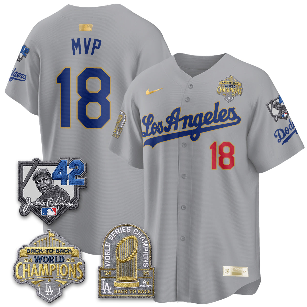 Los Angeles Dodgers 2026 New Era Gold Collection Vapor Limited Jersey - B2B Champs - All Stitched