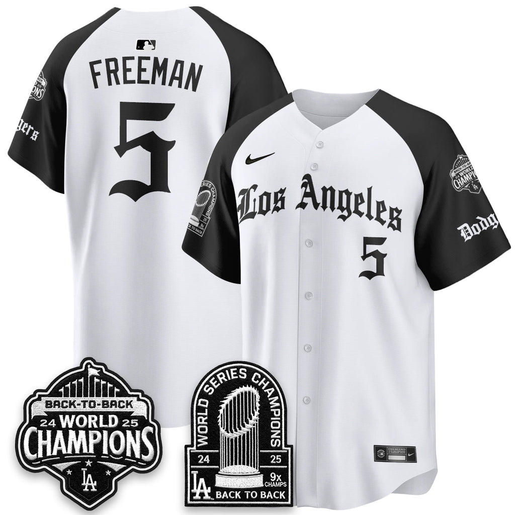 Los Angeles Dodgers WS Champions Back 2 Back Patch Vapor Premier Limited Gothic Edition Jersey - All Stitched