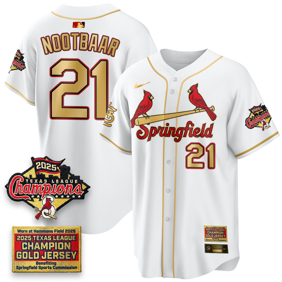 St. Louis Cardinals Springfield's Championship Gold Limited Jerseys - All Stitched