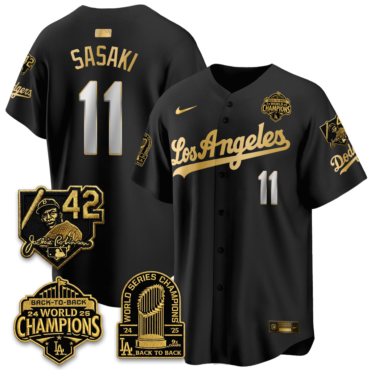 Los Angeles Dodgers 2026 New Era Gold Collection Vapor Limited Jersey - B2B Champs - All Stitched