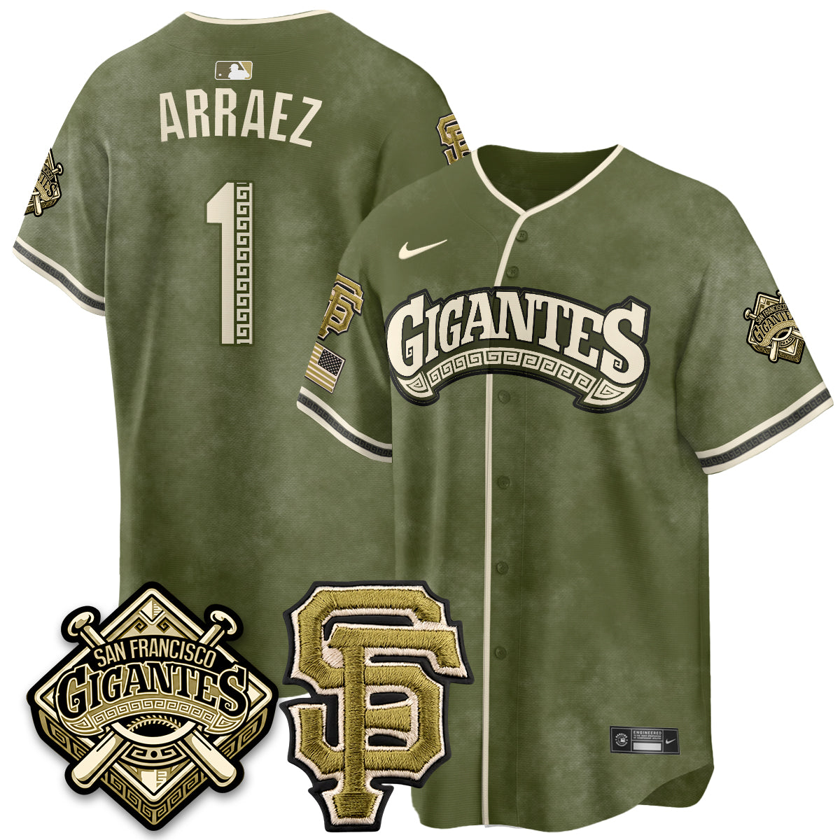 San Francisco Giants New Era Olive 2026 Armed Forces Day Jersey - All Stitched