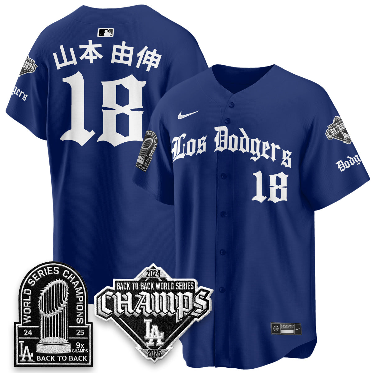 Los Angeles Dodgers World Series Champions B2B Patch Vapor Premier Limited Gothic Edition Jersey - All Stitched