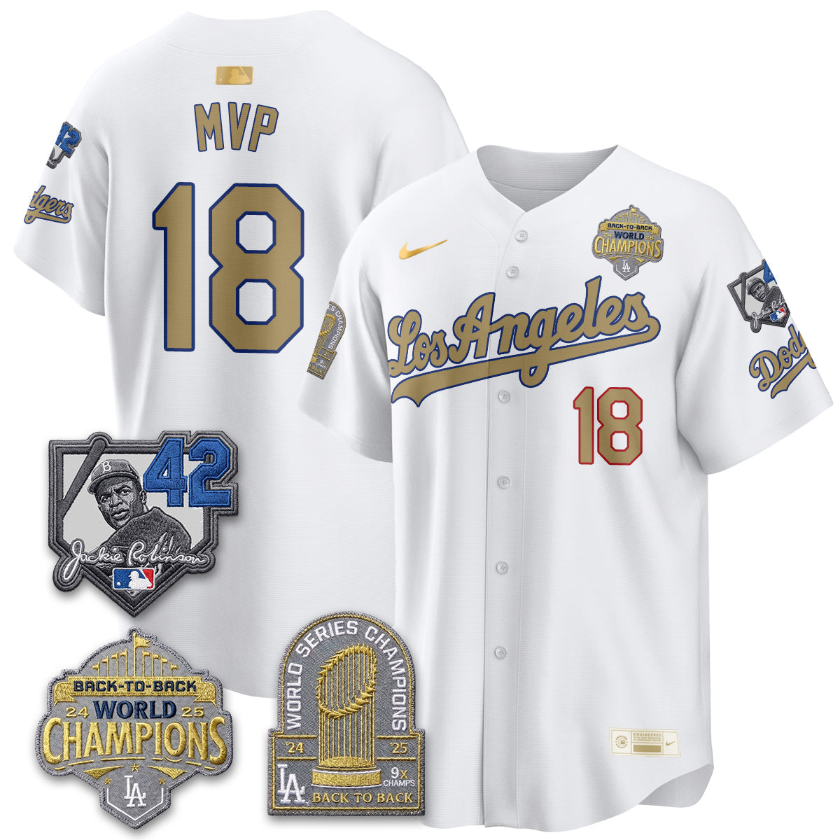 Los Angeles Dodgers 2026 New Era Gold Collection Vapor Limited Jersey - B2B Champs - All Stitched