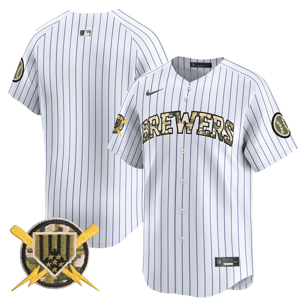 Milwaukee Brewers Armed Forces Day Vapor Premier Limited Jersey - All Stitched