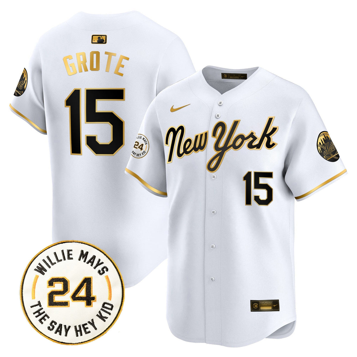 Mets Willie Mays Patch Vapor Premier Limited Jersey - Stitched