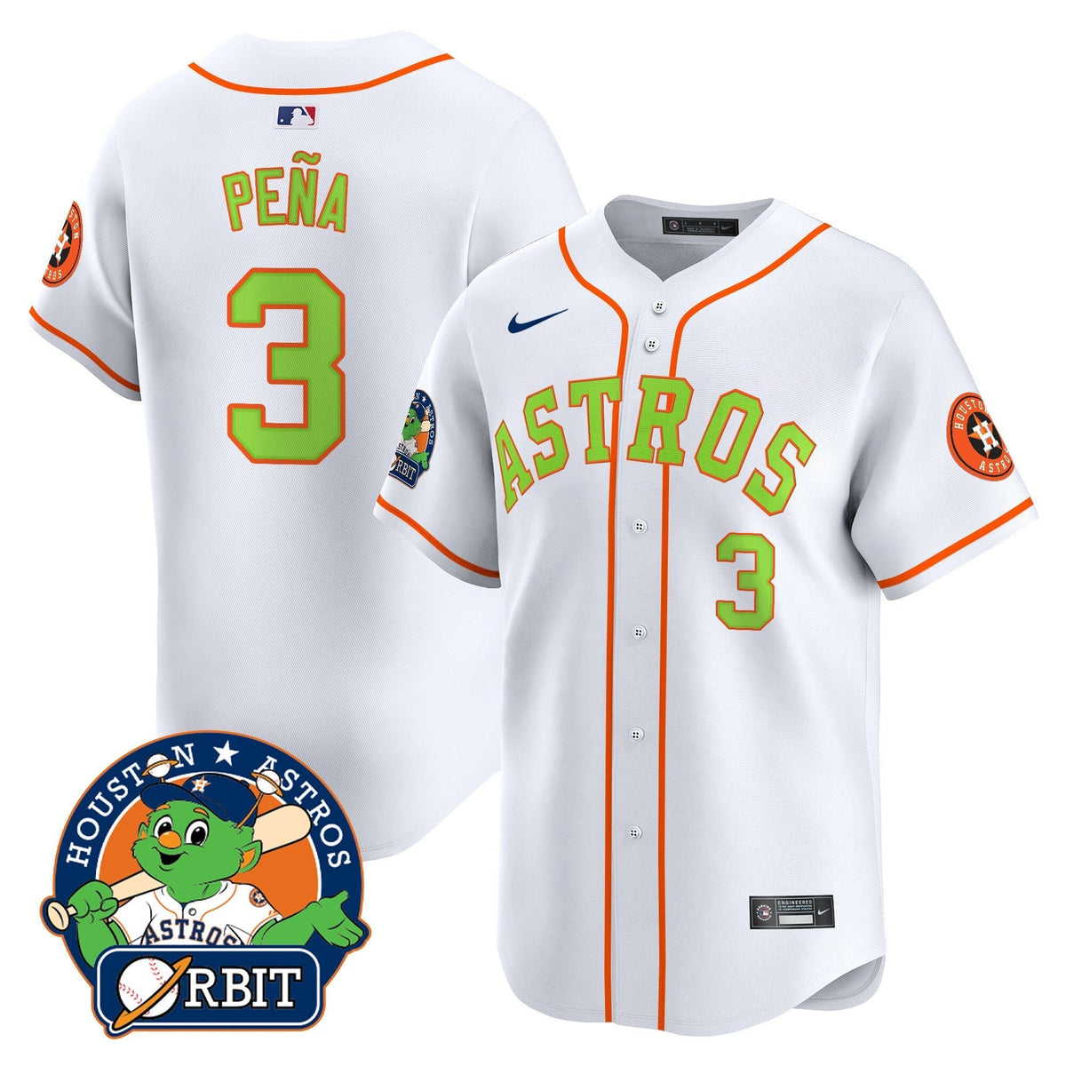 Astros Orbit Patch Vapor Premier Limited Jersey V2 - All Stitched